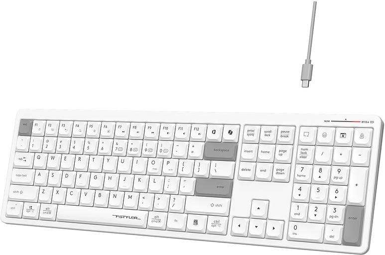 Клавиатура A4Tech Fstyler FBX55C белый USB беспроводная BT/Radio slim Multimedia (FBX55C) фото 4