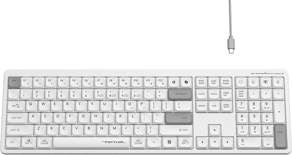 Клавиатура A4Tech Fstyler FBX55C белый USB беспроводная BT/Radio slim Multimedia (FBX55C) фото 7