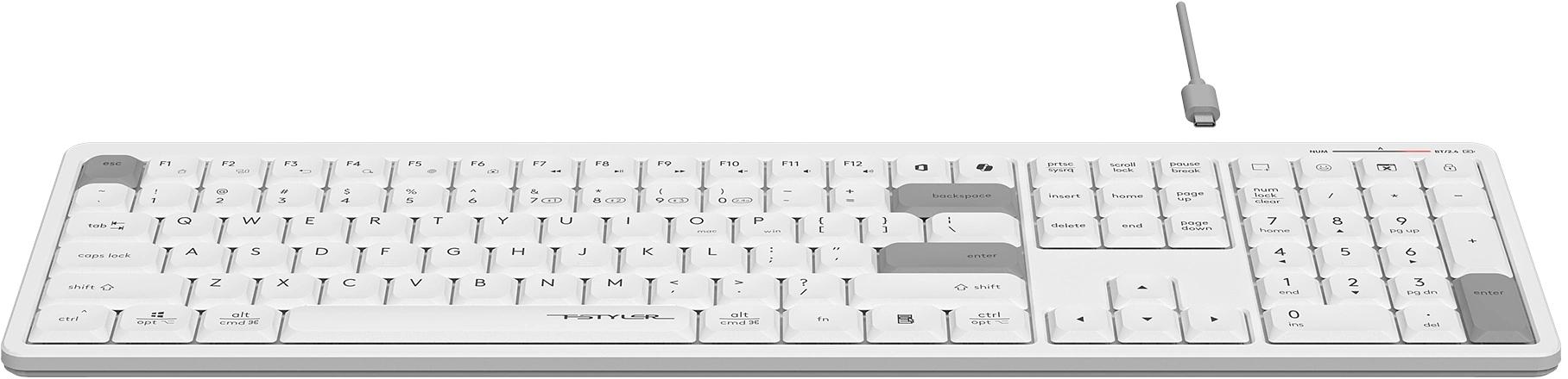 Клавиатура A4Tech Fstyler FBX55C белый USB беспроводная BT/Radio slim Multimedia (FBX55C) фото 8