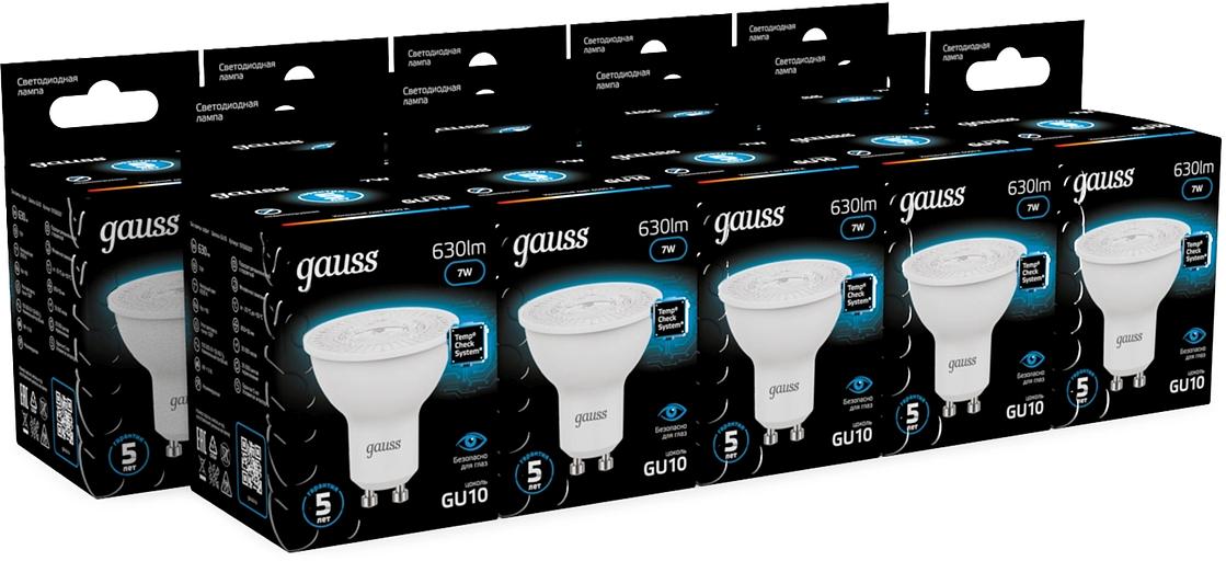 Лампа светодиодная Gauss 101506307 7Вт цок.:GU10 рефлек. 150B св.свеч.бел.хол. MR16 (упак.:10шт) фото 3