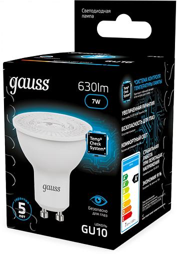Лампа светодиодная Gauss 101506307 7Вт цок.:GU10 рефлек. 150B св.свеч.бел.хол. MR16 (упак.:10шт) фото 4