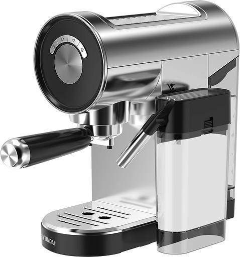 Кофеварка рожковая Hyundai HEM-4305 1350Вт серебристый/черный фото 1