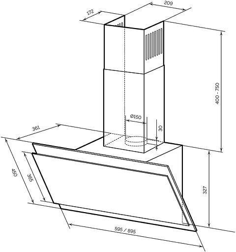Вытяжка каминная Lex Furia 900 белый управление: сенсорное (1 мотор) фото 4