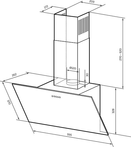 Вытяжка каминная Lex Moza 600 черный управление: кнопочное (1 мотор) фото 4