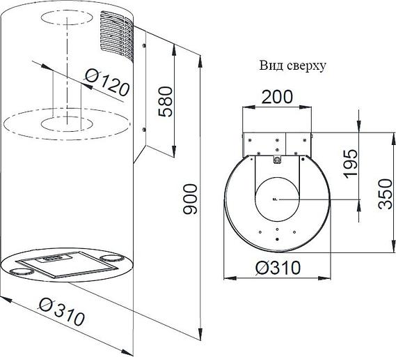 Вытяжка каминная Weissgauff Tubus 900 PB BL черный управление: кнопочное (1 мотор) фото 6