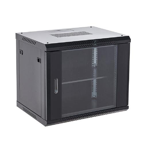 Rexant (04-1266-112) Настенный шкаф 19" 12U 600х600х635 (ШхГхВ), дверь стекло, металлическая задняя стенка, боковые съемные стенки, RAL 9005 фото 1