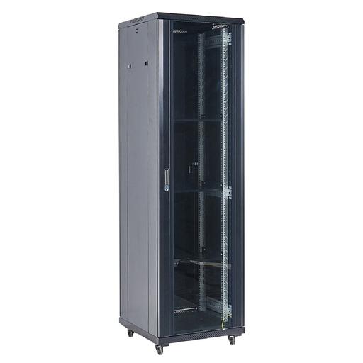 Rexant (04-1866-212) Напольный шкаф 19" 18U 600х600х987 (ШхГхВ), дверь стекло, металлическая задняя дверь, боковые съемные стенки, RAL 9005 фото 1