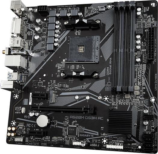 Материнская плата Gigabyte A520M DS3H AC Soc-AM4 AMD A520 4xDDR4 mATX AC`97 8ch(7.1) GbLAN RAID+HDMI+DP фото 3