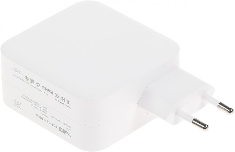 Блок питания TopON TOP-GaN-100W автоматический 100W 5V-20V 5A 2xUSB от бытовой электросети LED индикатор фото 4