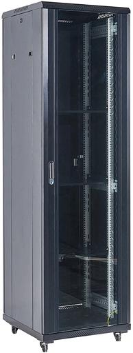 Шкаф коммутационный Rexant (04-4266-212) напольный 42U 600x600мм пер.дв.стекл металл 2 бок.пан. направл.под винты 800кг черный 230град. IP20 сталь фото 1