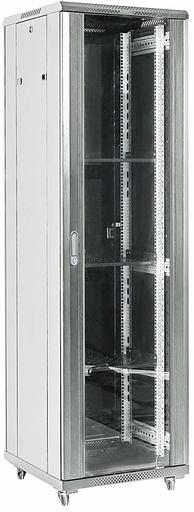 Шкаф коммутационный Rexant (04-4266-211) напольный 42U 600x600мм пер.дв.стекл металл 2 бок.пан. направл.под винты 800кг серый 230град. IP20 сталь фото 1