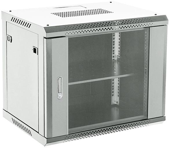 Шкаф коммутационный Rexant (04-1266-111) настенный 12U 600x600мм пер.дв.стекл 2 бок.пан. металл направл.под винты 60кг серый 230град. IP20 сталь фото 1