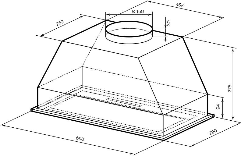 Вытяжка встраиваемая Lex 900 GS Inverter GR серый управление: сенсорное (1 мотор) фото 2