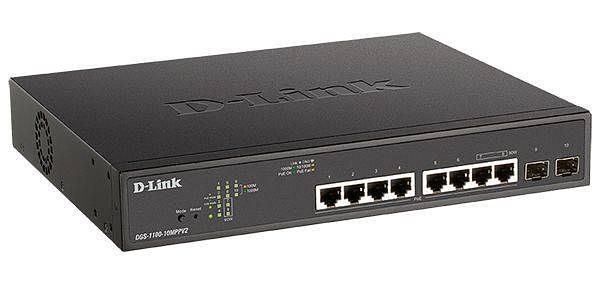 D-Link DGS-1100-10MPPV2/A3A Настраиваемый L2 коммутатор с 8 портами 10/100/1000Base-T и 2 портами 1000Base-X SFP фото 1