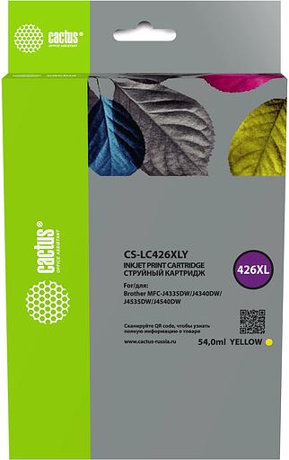 Картридж струйный Cactus CS-LC426XLY желтый (54мл) для Brother MFC-J4335DW/J4340DW/J4535DW/J4540DW фото 1