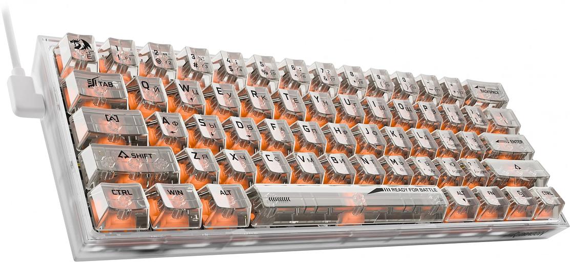 Игровая клавиатура Redragon Fizz прозрачно-белая 71736 (USB,+ICE, 61 кл., RGB подсветка) фото 5