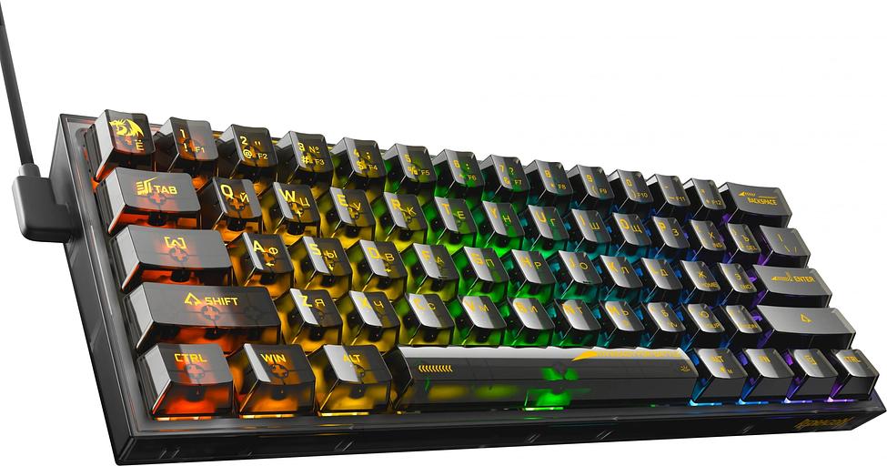 Игровая клавиатура Redragon Fizz прозрачно-чёрная 71737 (USB, +ICE, 61 кл., RGB подсветка) фото 4