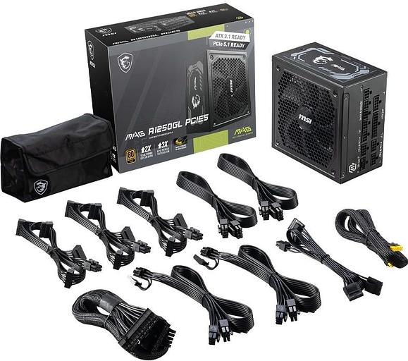 Блок питания MSI ATX 1250W MPG A1250G Gen.5 80+ gold (20+4pin) APFC 135mm fan 8xSATA Cab Manag RTL фото 5