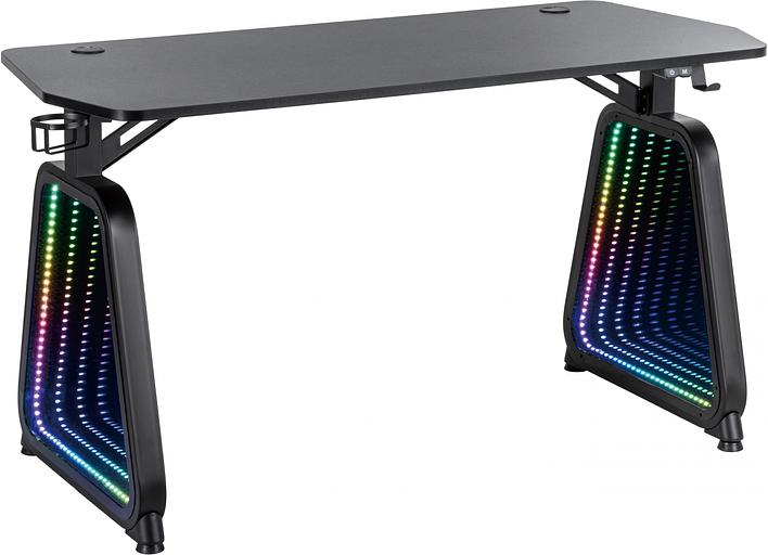 Стол игровой Cactus CS-GMD-BK-RGB столешница МДФ черный каркас черный 136x60x75см фото 1