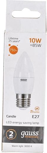 Лампа светодиодная Gauss Elementary 30210 10Вт цок.:E27 свеча (упак.:1шт) фото 5