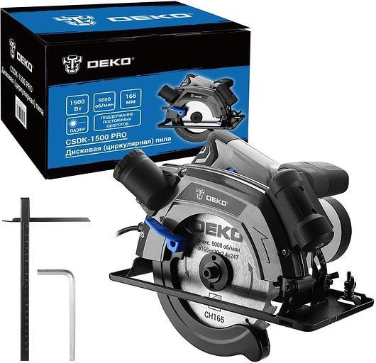 Циркулярная пила (дисковая) Deko CSDK-1500 PRO 1500Вт (ручная) D диска.:165мм (085-1150) фото 1