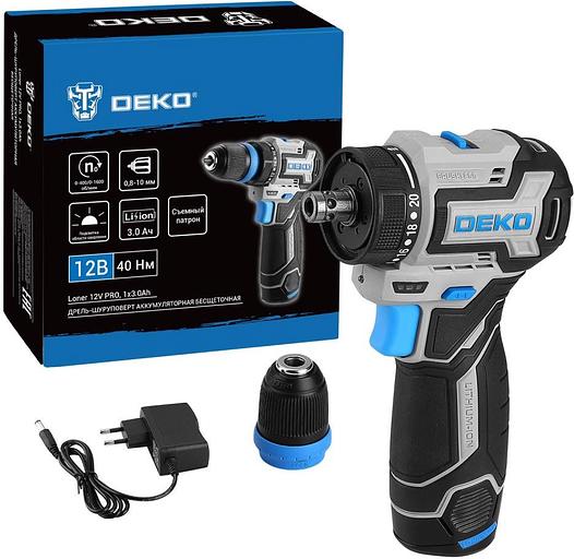 Дрель-шуруповерт Deko Loner 12V Pro аккум. патрон:быстрозажимной (кейс в комплекте) (085-1121) фото 1