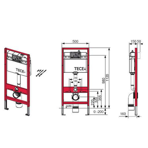 Застенный модуль инсталляция со смывным бачком TECE Base 2.0 опт фото 2