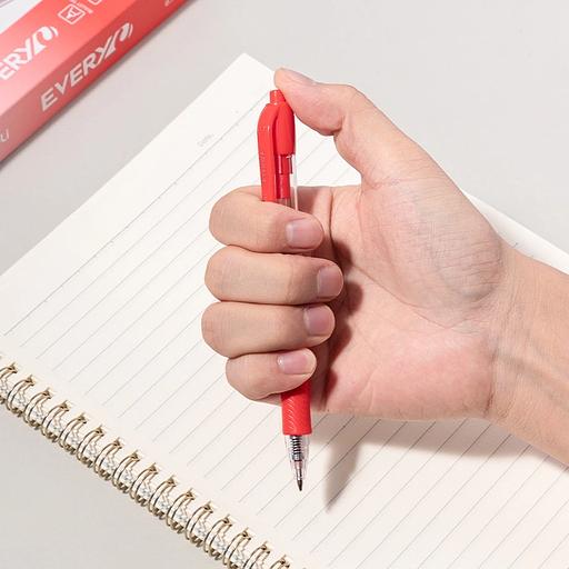 Ручка шариков. автоматическая Deli Every EQ60-RD прозрачный/красный d=0.7мм красн. черн. кругл. резин. манжета фото 3