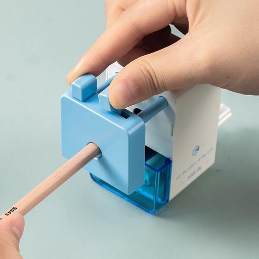 Точилка для карандашей механическая Deli EH515-BL 1 отверстие пластик голубой/белый пл.бокс фото 3