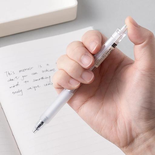 Ручка гелев. автоматическая Deli EG122-BK прозрачный d=0.38мм черн. черн. игловидный пиш. наконечник резин. манжета фото 3