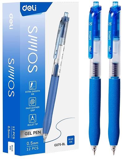 Ручка гелев. автоматическая Deli EG075-BL d=0.5мм син. черн. резин. манжета фото 1
