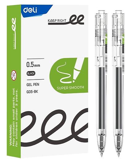 Ручка гелев. автоматическая Deli EG05-BK прозрачный d=0.5мм черн. черн. фото 1