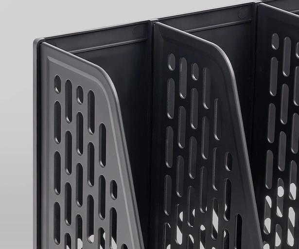 Лоток вертикальный Deli E9849 BLACK E9849 4отд. сборный для бумаг 325x320x275мм черный пластик пластиковый пакет фото 3