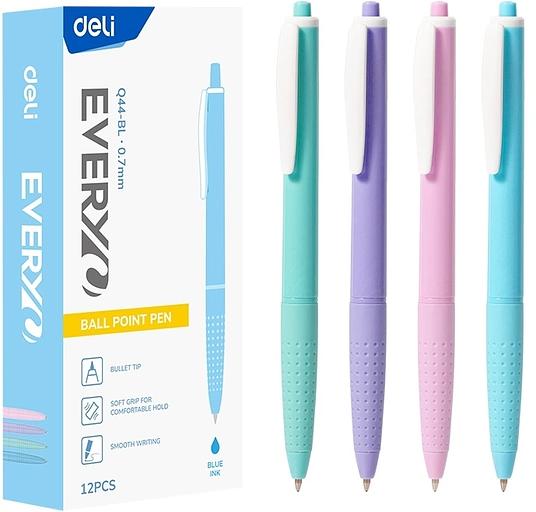 Ручка шариков. автоматическая Deli Every EQ44-BL ассорти/белый d=0.7мм син. черн. кругл. резин. манжета фото 1