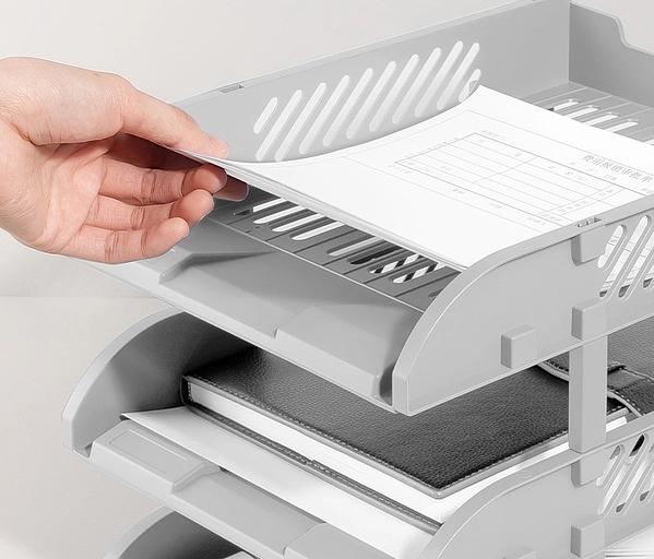 Лоток горизонтальный Deli E9213 GREY E9213 сборный для бумаг 325x241x155мм серый пластик (упак.:3шт) пластиковый пакет фото 2