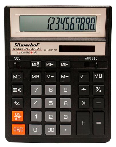Калькулятор настольный Silwerhof SH-888X-12 черный 12-разр. фото 1