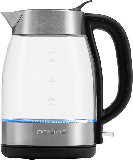 Чайник электрический Polaris PWK 1817CGL 1.8л. 2200Вт нержавеющая сталь/черный корпус: стекло/металл фото 1