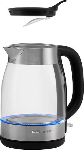 Чайник электрический Polaris PWK 1817CGL 1.8л. 2200Вт нержавеющая сталь/черный корпус: стекло/металл фото 4