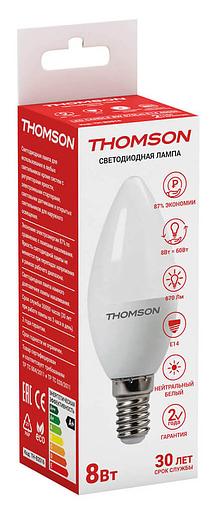 Лампа светодиодная Thomson Candle TH-B2016 8Вт цок.:E14 свеча 220B 4000K св.свеч.бел.нейт. C (упак.:1шт) фото 3