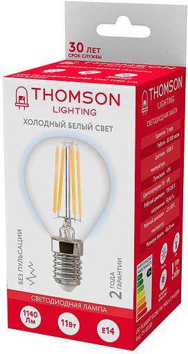 Лампа филам. Thomson Filament TH-B2338 11Вт цок.:E14 шар 220B 6500K св.свеч.бел.хол. Globe (упак.:1шт) фото 3