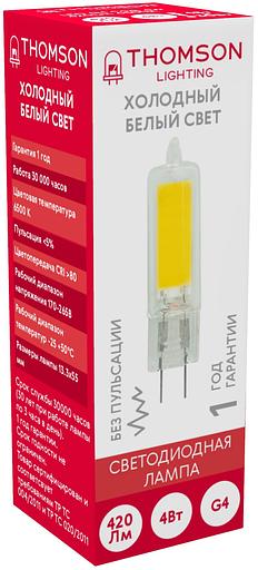 Лампа светодиодная Thomson TH-B4219 4Вт цок.:G4 капсул. 220B 6500K св.свеч.бел.хол. (упак.:1шт) фото 1