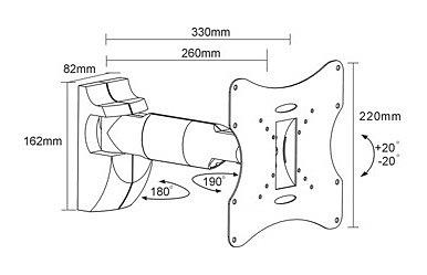 Кронштейн для телевизора Arm Media LCD-202 черный 15"-43" макс.20кг настенный поворот и наклон фото 2