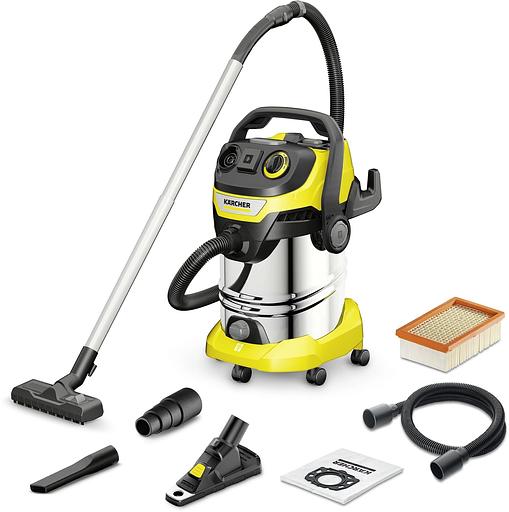 Строительный пылесос Karcher WD 6 P S V-30/6/22/T + DDC (YSY) 1300Вт (уборка: сухая/сбор воды) желтый фото 1