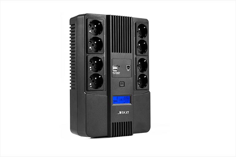 ИБП Бастион SKAT-UPS 800-AID-IN-1x9-8 ИБП 220В 480Вт, LCD, АКБ 1x 9Ач, line interactive, мод.синус, 8хSchuko,2xUS (8933) фото 2