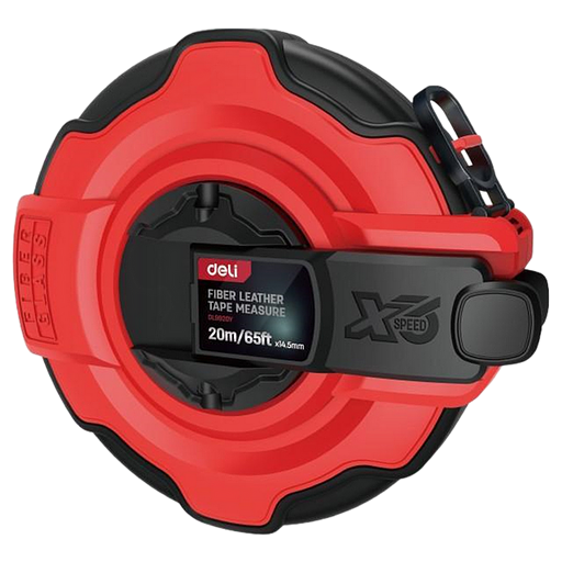Мерная лента Deli DL9920Y 20м x 14,5мм, ударопрочный корпус с резиновыми вставками, полотно из стекловолокна и ПВХ, увеличенная скорость сматывания ленты фото 1