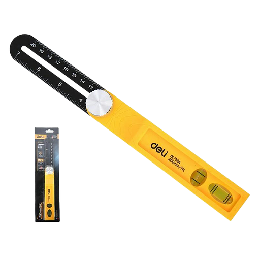 Угломер переставной - малка с пузырьковым уровнем Deli DL7304 200мм фото 1