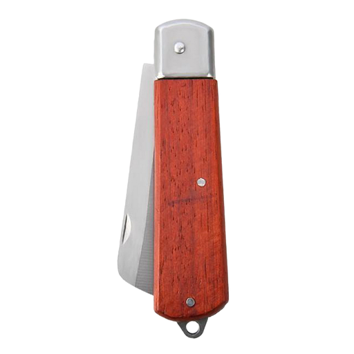 Нож электрика прямой складной Deli DL0070 длина 200мм, нержавеющая сталь, деревянная рукоять фото 2