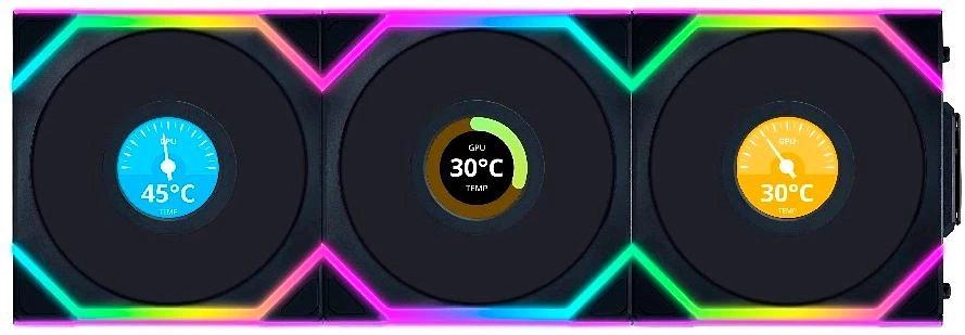 Вентилятор для корпуса Lian-Li Uni Fan SL Wireless 120 LCD ARGB 120х124.5x28 черный 4-pin 29.5дБ (упак.:3шт) (G99.12SLLCD1W3B.R0) Ret фото 1