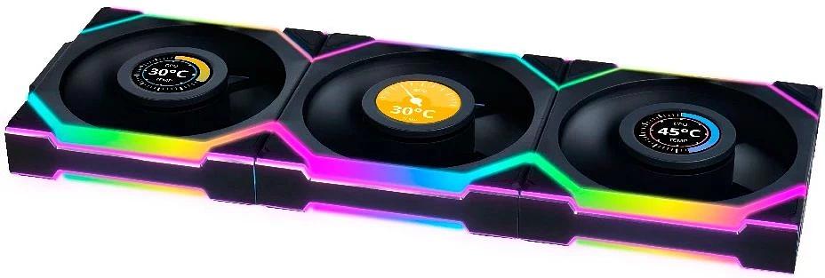 Вентилятор для корпуса Lian-Li Uni Fan SL Wireless 120 LCD ARGB 120х124.5x28 черный 4-pin 29.5дБ (упак.:3шт) (G99.12SLLCD1W3B.R0) Ret фото 2