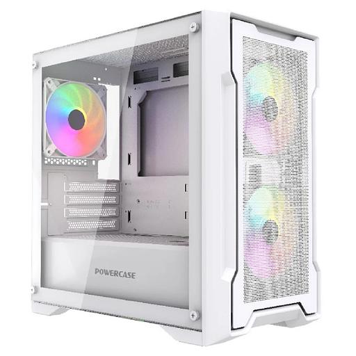 Powercase Mistral Micro X3W ARGB, Tempered Glass, 3x 120mm ARGB PWM Fan, белый, mATX (CMMXW-A3) фото 1